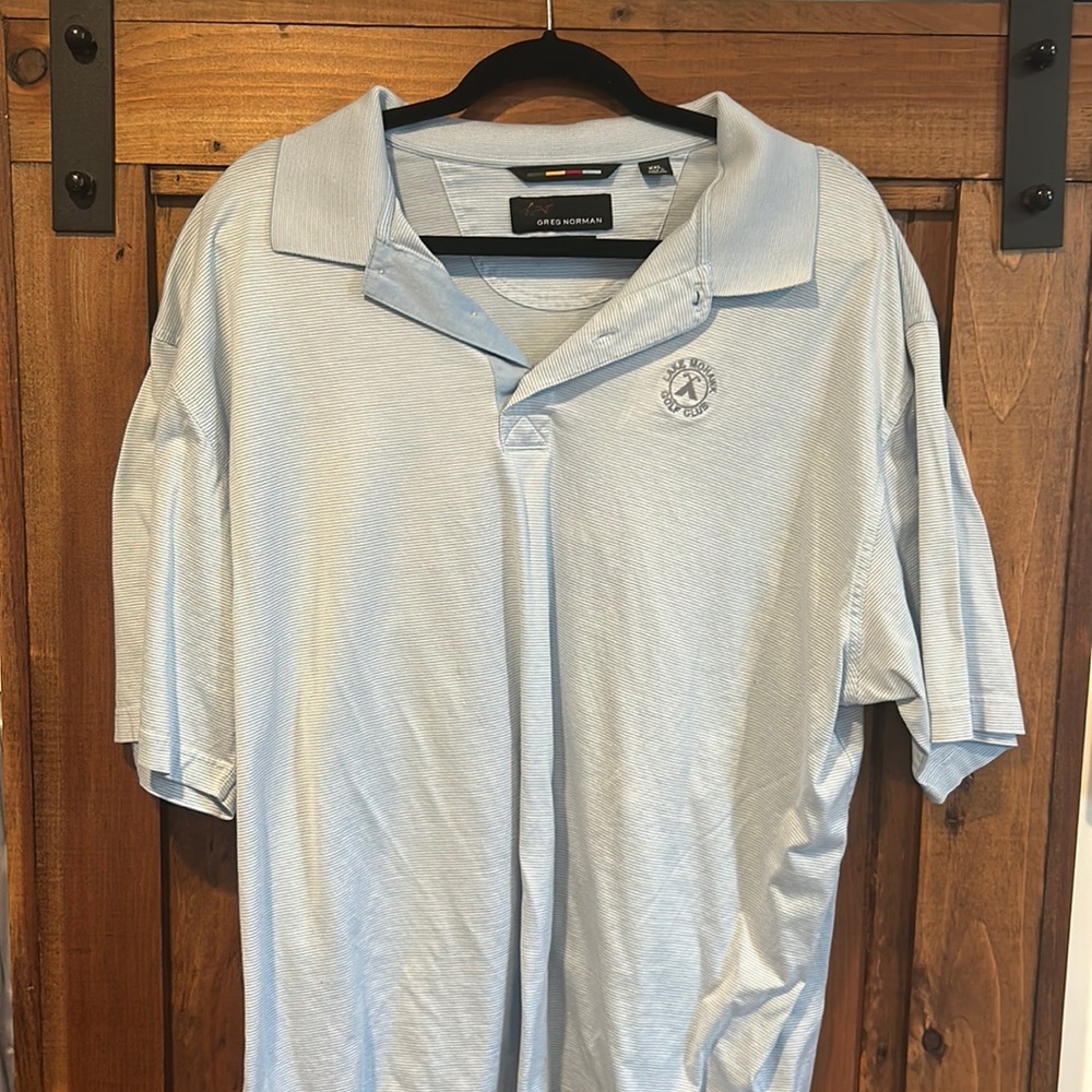 Greg Norman XXL Polo light blue striped